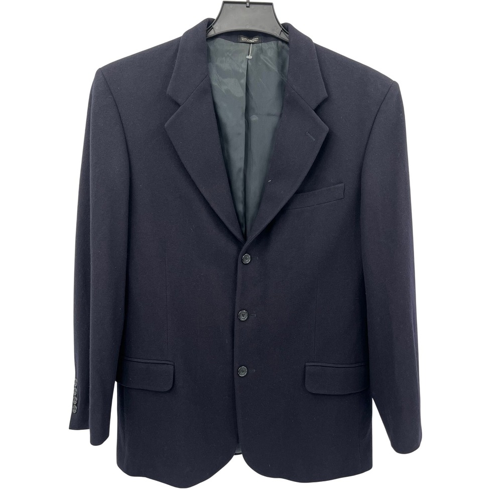 Oscar de la Renta Men's Classic Black Wool cashmere Blend Blazer Jacket Suit 42L